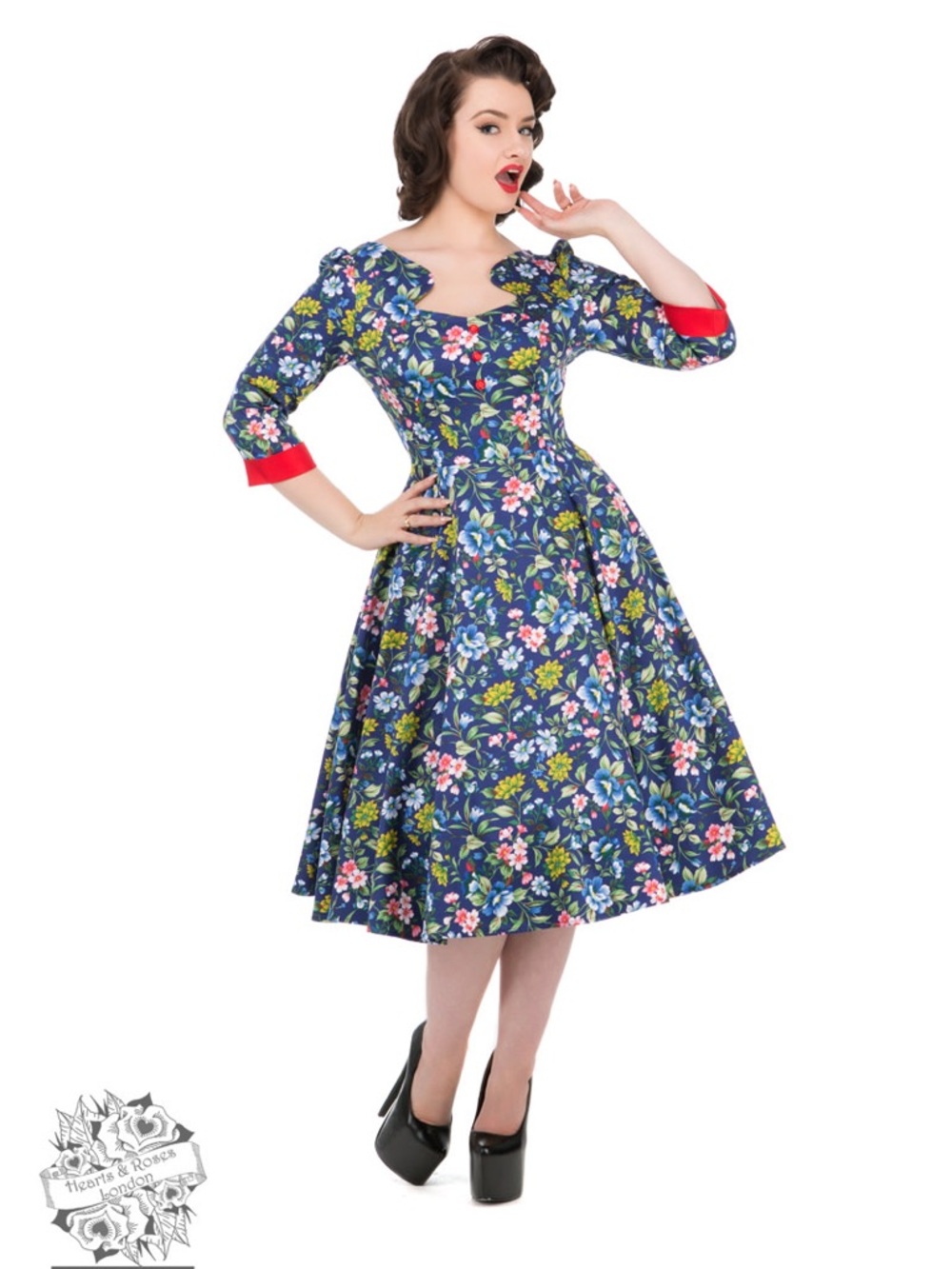 Hearts & Roses Ella Oxford Floral Swing Dress